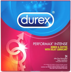 Kit de 24 Condones Durex de Rendimiento Intenso con Lubricante de Acción Retardada
